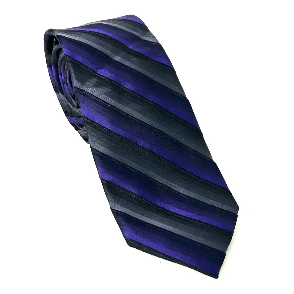 Express Brand All Silk Tie Black Gray Purple